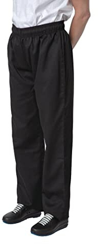 Nisbets Essentials Unisex Polycotton Chef Trousers, Black, Size XL | Ensures all-day comfort and durability in busy commercial kitchens with a low-maintenance, professional finish.