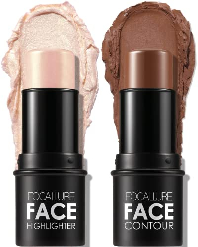 2 Pcs Contouring Stick,Highlighter und Bronzer Contour Pen,Cremige Textur Langanhaltende Konturen Erhellt das Gesicht Make up contouring Stift für Gesicht und Hals (Neutral-0204))