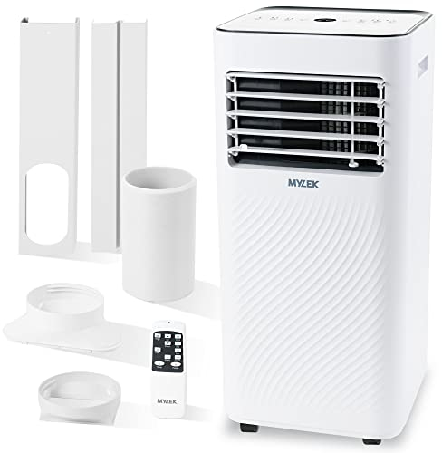 Mylek Air Conditioning Unit, Powerful Portable Air Conditioner 9000BTU AC Unit, Dehumidifier, Ventilation, Cooling Fan with Digital Display, 2 Fan Speeds, Timer & Window Venting Kit [Energy Class A]