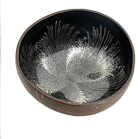 Love Coco - Large Silver Coconut Bowl, Organic Coconut Bowl for Smoothies, Cereal, Salads & Decorative Purposes with Food-Safe Lacquer Inside (Silver)