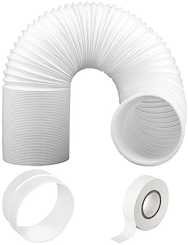 SPARES2GO 10m Vent Hose 5 Extension PVC Duct Tube Pipe Kit Compatible with Delonghi Fits Pinguino Air Conditioner