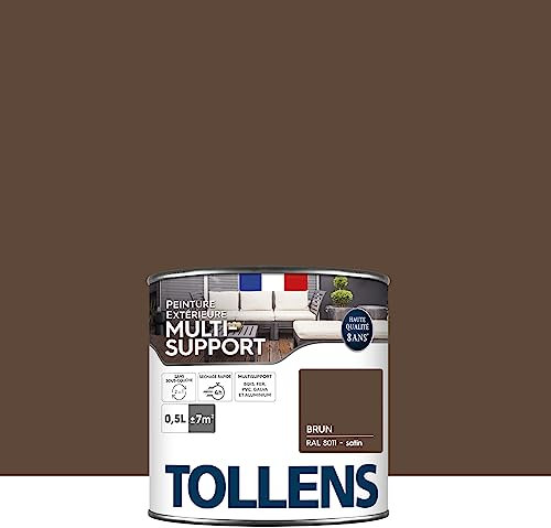 Tollens Peinture extérieure multisupport - Ultra résistante Haute qualité - Satin - Brun - 0,5L = 7m2