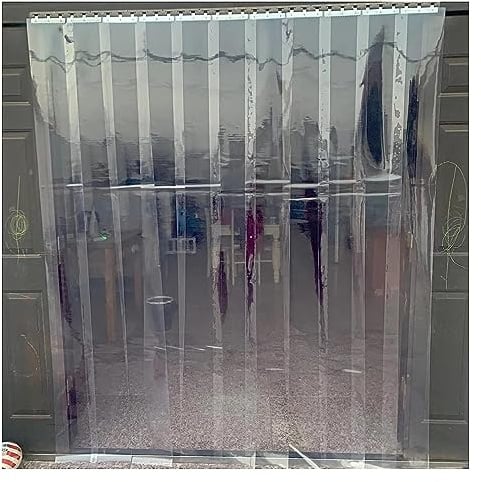 QHLTY Strisce per Tende in PVC Trasparente/Tenda per Porta a Strisce di Plastica Robusto Strisce in PVC Tenda per Porta a Strisce in Vinile per Fabbrica, Box Auto(105x220cm)