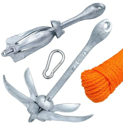 Kit Ormeggio Ancora ad ombrello con cima galleggiante da 30 mt. e moschettone Per kayak gommoni