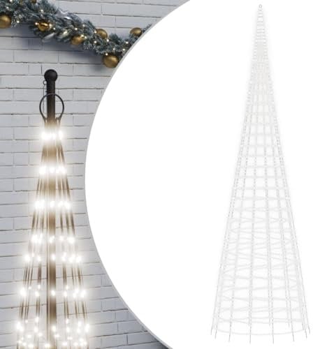 vidaXL LED Weihnachtsbaum für Fahnenmast, Beleuchtet Christbaum mit 3000 LEDs, Tannenbaum Lichterbaum mit 8 Beleuchtungsmodi, Weihnachtsbeleuchtung Weihnachtsdeko, Kaltweiß 800 cm
