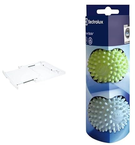 FIGEVIDA Kit Congiunzione con Ripiano Estraibile adatto a lavatrici Electrolux e asciugatrici, Bianco & EDBALL Dryer Ball s per Asciugatrice Electrolux E4YHMKP3