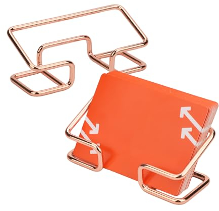 NQEUEPN 2 Pezzi Porta Biglietti da Visita, Oro Rosa Metallo Porta Biglietti da Visita Supporto Display Porta Biglietti da Scrivania per Ufficio e Casa Esposizione Può Contenere 50 Biglietti da Visita