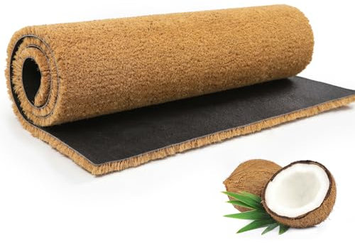 BLADO Coir Matting Natural Coir Entrance Door Mat Indoor Outdoor - Non-Slip Heavy Duty Floor Door mat with thick Bristle & Rubber Back (Brown, 60 x 90 cm)