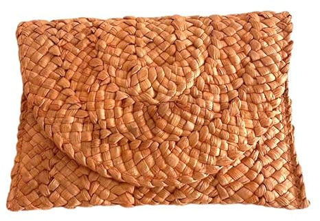 Qurlon Bolso de mano de paja para mujer, multicolor, tejido, pequeño, para playa, pajitas, para horno
