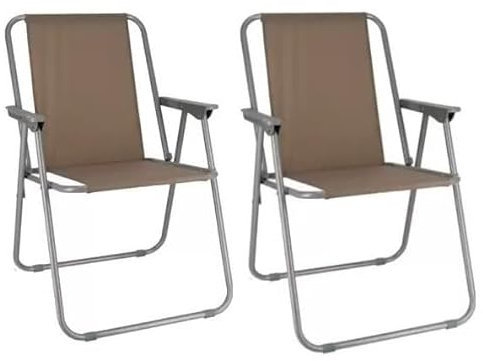 GREATOOL Silla de Playa Plegable con Reposabrazos, 75 x 53 x 43cm, Ideal para Jardín y Terraza (Marrón, 1 Unidad)