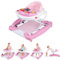 GOPLUS Trotteur Bébé Garçon Fille Evolutif 6 en 1, Trotteur Marche Bebe Pliable avec 3 Hauteur Réglable, Lumières, Musique, Plateau d’Activités Amovible, Charge 12KG, pour 6+ Mois (Rose)