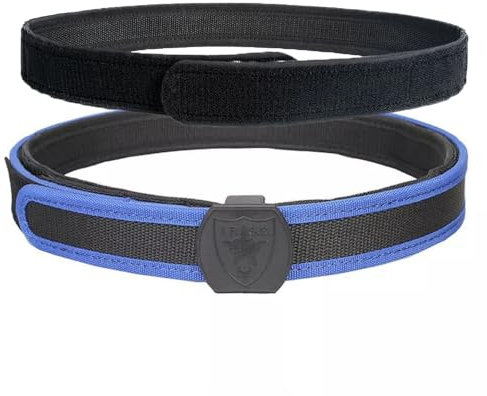 SINAIRSOFT Zweilagiger taktischer Gürtel, IPSC/IDPA/3 Gun/UIT Hochgeschwindigkeitsschießgürtel, Wettkampfgürtel, robuste Kampfgürtel, Blau, Medium(35.4 - 39)