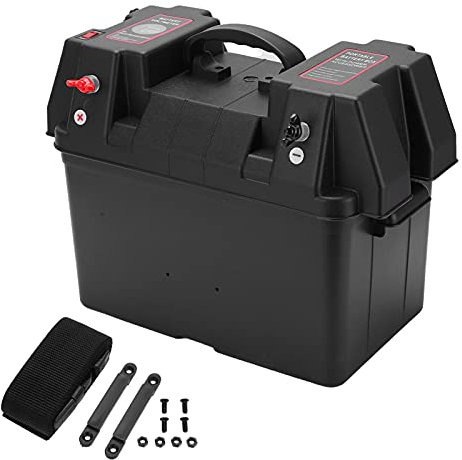 Marine Battery Box,Motor Backup Battery Box Power Center Portable Marine Accessary with Voltmeter for Car RV Yacht Ship 12V