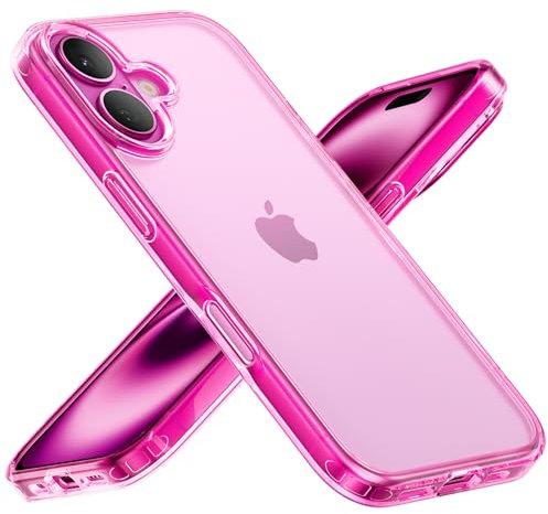 MobNano Cover per iPhone 16 con Protezione Militare Antiurto, Anti-Giallo, Anti-Graffio e Sottile, Custodia Protettiva con Protezione Fotocamera - Rosso Rosa