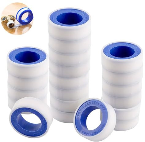 SMYJDMM Teflonband, 20 Rollen Gewindedichtband, 12mm X 10m Wasserdichtes Reparaturband Teflonband Gewindedichtband PTFE Dichtband für Plumbing Gelenk für Pool Küche Industrie(Weiß)
