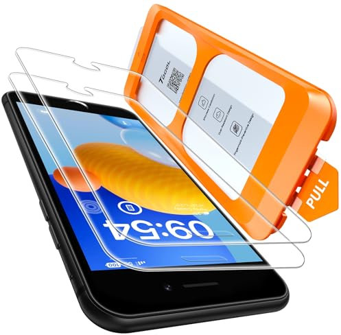 TOCOL 2 Pack for iPhone SE 3/2, 8/7, 6s/6 Screen Protector 4.7-Inch, Instant Installation, 16FT Military Grade Shatterproof, Tempered Glass, Case Friendly