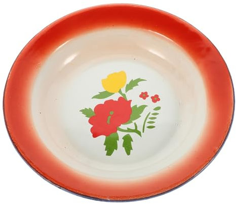 PAMINGONO Frutero De Esmalte Cuenco De Porcelana Plato De Picnic Antiguo Bandejas Negras Platos Rojos Tazón De Ramen De Esmalte Vajilla Plato De Dulces Plato De Sushi Plato De Comida