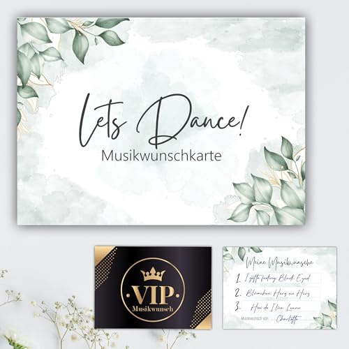 Eummelchen 50 Musikwunschkarten für jede Feier inkl. 2 VIP Karten für Hochzeit Geburtstag Party | Ideal für DJs | Musikwünsche Musik Wunsch | Partykarten Musikkarten
