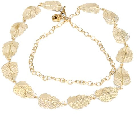 RUGBOL Bauchkette, Kettengürtel, Taillenkettengürtel, Silberkettengürtel, Körperkettenschmuck für Frauen und Mädchen, Jeanskleider (Golden)