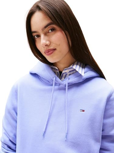 Tommy Jeans Damen Hoodie Flag Regular Fit, Violett (Vintage Iris), XL
