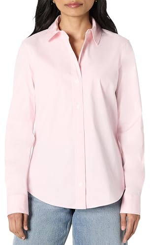 Amazon Essentials Chemise Habillée et Boutonnée en Popeline Extensible Femme