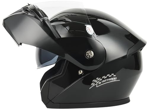XYLGJYT Casque de Moto modulaire Rabattable à Double visière Avant, homologué ECE 22.05, léger et Respirant, pour Scooter et vélo de Rue, pour Hommes et Femmes,E-XL(61~62cm)