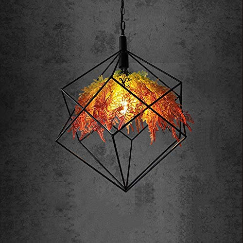 Lampadario a Sospensione con Piante Artificiali, Stile retrò, in Ferro, con Attacco E27, per corridoio, Ristorante, Balcone, Giardino, Altezza Regolabile, Lampada da soffitto, Altezza 5