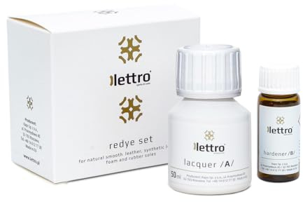 Lettro Redye Set – Leather Dye Colour Restorer | Twin Pack Varnish + Hardener for Smooth or Synthetic Leather, Foam & Rubber Soles | Shoe Dye 50ml + 5ml