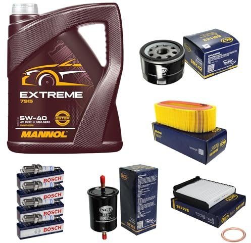 EISENFELS Inspektionspaket enthält 5 Liter Motoröl Extreme 5W-40 Ölfilter Luftfilter Innenraumfilter Kraftstofffilter Zündkerze Dichtring für Sandero