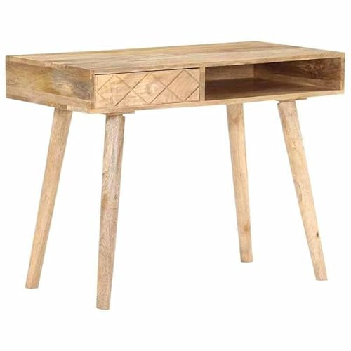 Eleganz Tocador de madera maciza de mango 100 x 50 x 76 cm con cristal | Juego de muebles de dormitorio | acabado natural | elegante y duradero