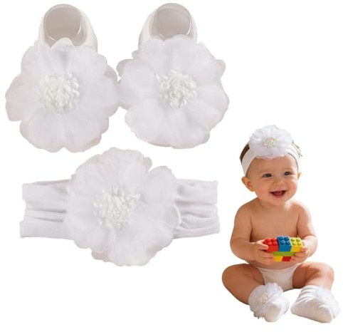 EUYKQNOI Fascia Elastica, Accessori Neonata, Set di calzini per fascia per neonati, Fascette Per Capelli Per Fiocchi, Regalo Per Bambini Per Foto