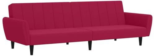 Tomostar Schlafsofa, ausziehbar, 2-Sitzer-Sofa, Schlafsofa, Schlafcouch, Wohnzimmer, Rot, Bordeaux, Samt