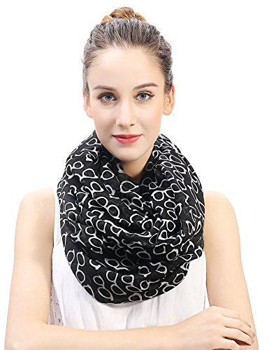 Lina & Lily Damen Loop Schal Rundschal Schlauchschal Sonnenbrille Muster (Schwarz)