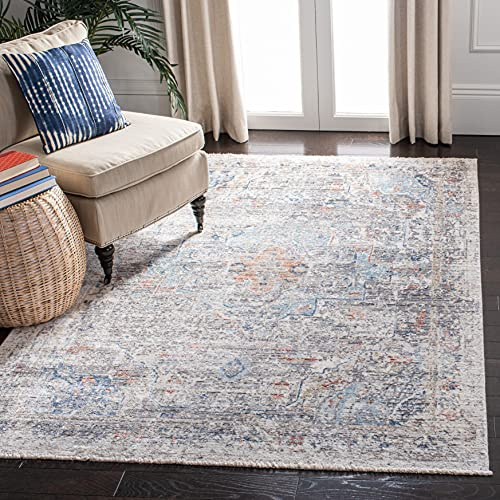 Safavieh Zeitgenössische Teppich für Wohnzimmer, Esszimmer, Schlafzimmer - Dream Collection, Kurzer Flor, Grau und Multi, 152 X 244 cm
