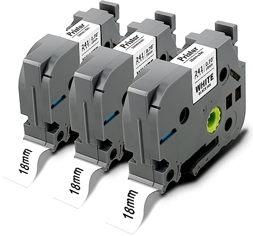 Pristar Kompatibel 18mm Schriftband als Ersatz für TZe-241 TZe241 TZ-241 TZe laminierter Etikettendrucker für Brother PT-D400 D400VP 1830VP PT-P750W PT-D600VP PT-D600 PT-P700 2430 D450VP D800W 3 Pack