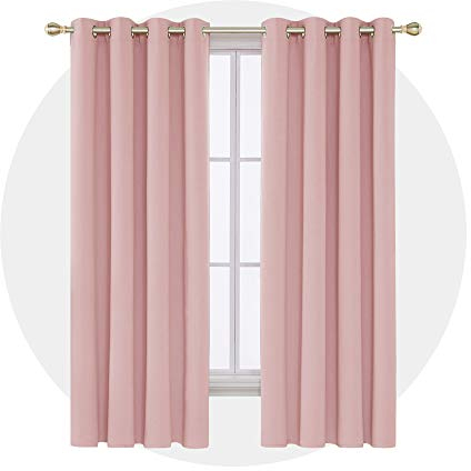 Deconovo Rideaux occultants à Isolation Thermique avec œillets en Polyester, Rose Corail, 132,1 x 183,9 cm