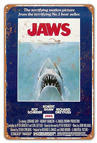 ZYPENG Blechschild Vintage Style 1975 Jaws Movie Bar Cafe Home Wandkunst Decor 20,3 x 30,5 cm