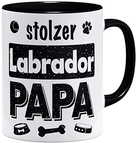 OM3® Stolzer Labrador Papa Tasse | Keramik Becher | 11oz 325ml | Beidseitig Bedruckt | Schwarz