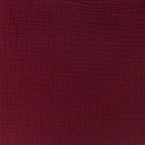 Organic-Musselin-KIM-100% Bio Baumwolle-50 cm Schritte-Meterware (Bordeaux-285)