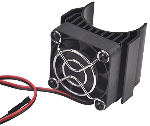 Hosim RC Motor-Kühlkörper 40 mm mit Lüfter, passend für Bürstenfernfahrzeuge 540/550 und bürstenlose 3650/3660/3674 Motoren, Aluminiumlegierung, 5 V-6 V, 4 x 4 x 1 cm, Silber