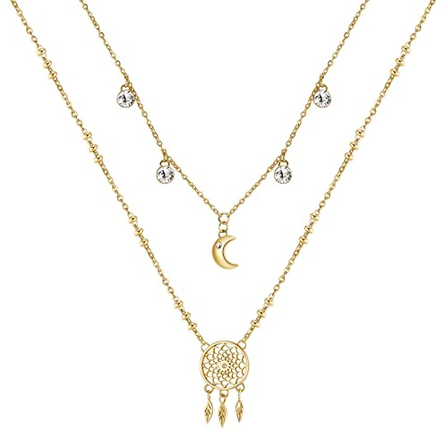 Brosway Collana Donna, Collana in Acciaio e Cristalli con Simbolo Acchiappasogni | Collezione Chakra - BHKN067