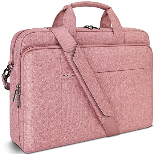 DOMISO 14 inch Laptop Bag Business Briefcase Water-resistant Notebook Messenger Shoulder Bag for 14 MacBook Pro/HP Stream 14 Chromebook 14/Lenovo IdeaPad ThinkPad/ASUS ZenBook/Dell Inspiron,Pink