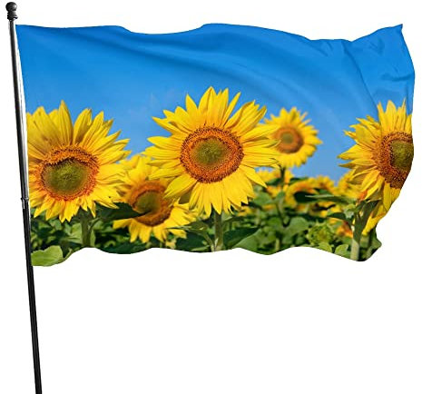 Dekorative Gartenflagge, Hof-Banner, Sonnenblumen-Blütenblätter-Druck, alle Jahreszeiten, Feiertage, Willkommensgartenflaggen, Rasendekoration, 90 x 150 cm