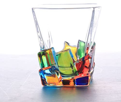 Eidoct Bunte Trinkgläser, handbemalte farbige Wassergläser, mehrfarbiges Wasserglas, Whiskey-Weingläser, Tumbler-Gläser (Eiswürfel)