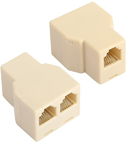 GELRHONR RJ11 Splitter, RJ11 6P4C 1 Buchse auf 2 Buchsen, Telefonleitungsadapter, Konverter, 2-Wege-Telefon-Splitter, Erweiterungsstecker für Telefon, Faxgerät, 2 Stück