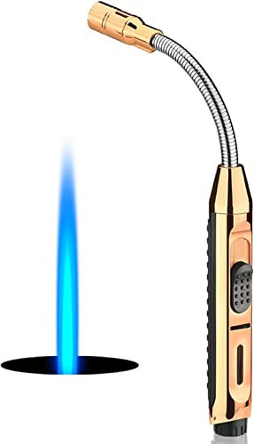 ibforcty Torch Lighter with Fire Lock, Visible Fuel Window Lighter Adjustable Jet Flame for Grill Candle Kitchen BBQ Fireworks (Butane Not Included)