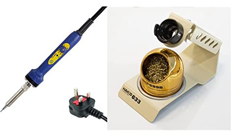 Hakko FX601-17 Soldering Iron Dial Temperature Control 230V UK & 633-01 633 Soldering Iron Holder, White