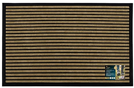 JVL Vienna Rubber Backed Scraper Doormat, 60x90cm, Lines