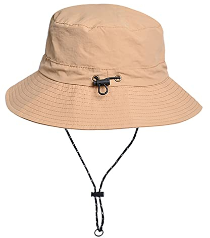 WANYIG Sonnenhut Damen Herren UV Schutz Faltbar Safari Hut Wasserdicht Sommerhut Wanderhut Anglerhut Outdoor Buschhut Schnell Trocken 55-58CM (khaki)