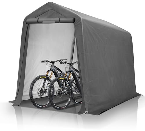 GARTOO 6' x 7' Storage Shelter - Outdoor Portable Shed with Roll-up Ventilated Windows, Heavy Duty Zipper Storage shed for Bike, ATV, Motorcycle Shelter, Gray